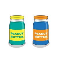 Mini bottle template in green and blue color design for peanut butter or other jam packaging design vector