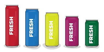 Carbonated drink template design in multicolor and size for soda drink packaging design vector