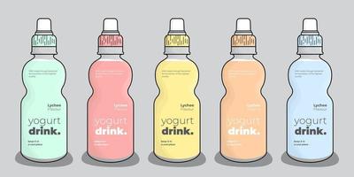 Plastic bottle with opened and closed cap template in pastel colors for product packaging design vector