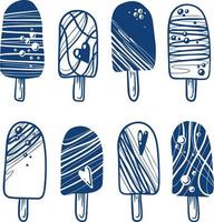 A set of ice cream on a stick. vector