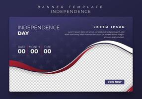 Banner template design with waving shape for US independence day or online advertising design vector