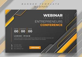Banner template for webinar invitation with geometric black and yellow background design vector
