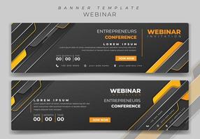 Landscape banner template in techno black and yellow background for online advertising design