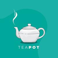 Teapot vector illustration with hot drink effect concept design for mockup or template design