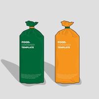 plantilla de embalaje de plástico con verde y amarillo en un recipiente cilíndrico para el diseño de productos de aperitivos vector