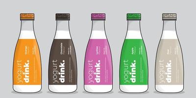 Yogurt or milk bottle for packaging template design in multicolor choice design vector