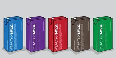 plantilla de embalaje en diseño de caja para jugo o leche con diseño de elección multicolor vector