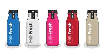 Vacuum flask template in cartoon design with blue white pink red and gray color design
