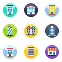 Pack of City Building Flat Icons vector