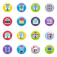 Pack of Commercial Building Flat Icons