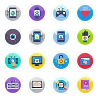 Pack of Artificial Intelligence and Technology Flat Icons vector