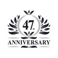 47th Anniversary celebration, luxurious 47 years Anniversary logo design. vector