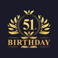 Luxury 51st Birthday Logo, 51 years celebration. vector