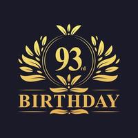 Luxury 93rd Birthday Logo, 93 years celebration. vector