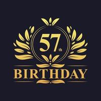 Luxury 57th Birthday Logo, 57 years celebration. vector