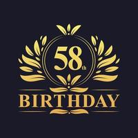 Luxury 58th Birthday Logo, 58 years celebration. vector