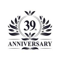 39th Anniversary celebration, luxurious 39 years Anniversary logo design. vector