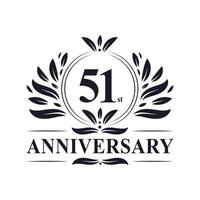 51st Anniversary celebration, luxurious 51 years Anniversary logo design. vector