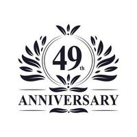 49th Anniversary celebration, luxurious 49 years Anniversary logo design. vector