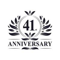 41st Anniversary celebration, luxurious 41 years Anniversary logo design. vector