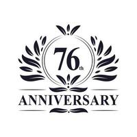 76th Anniversary celebration, luxurious 76 years Anniversary logo design. vector