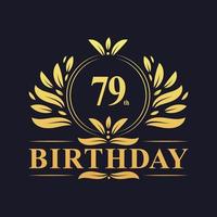 Luxury 79th Birthday Logo, 79 years celebration. vector