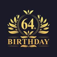 Luxury 64th Birthday Logo, 64 years celebration. vector