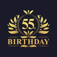 Luxury 55th Birthday Logo, 55 years celebration. vector