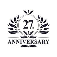 27th Anniversary celebration, luxurious 27 years Anniversary logo design. vector