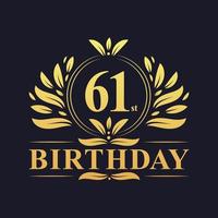 Luxury 61st Birthday Logo, 61 years celebration. vector