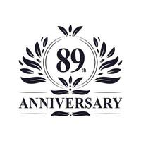 89th Anniversary celebration, luxurious 89 years Anniversary logo design. vector