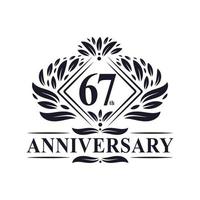 Logotipo del aniversario de 67 años, logotipo floral de lujo del 67 aniversario. vector