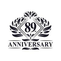 89 years Anniversary Logo, Luxury floral 89th anniversary logo. vector