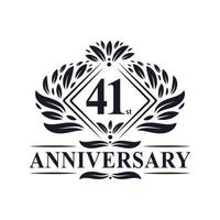 41 years Anniversary Logo, Luxury floral 41st anniversary logo. vector