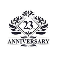 Logotipo de aniversario de 23 años, logotipo floral de lujo del 23 aniversario. vector