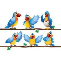 happy bird parrots flying vector