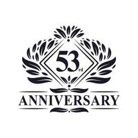 Logotipo de aniversario de 53 años, logotipo floral de lujo del 53 aniversario. vector