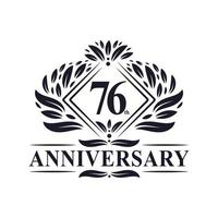 Logotipo del aniversario de 76 años, logotipo floral de lujo del 76 aniversario. vector