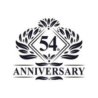 54 years Anniversary Logo, Luxury floral 54th anniversary logo. vector