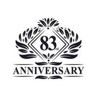 83 years Anniversary Logo, Luxury floral 83rd anniversary logo. vector