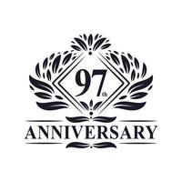 97 years Anniversary Logo, Luxury floral 97th anniversary logo. vector