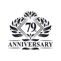 Logotipo de aniversario de 79 años, logotipo floral de lujo del 79 aniversario. vector