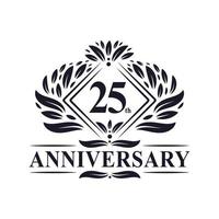 Logotipo de 25 años, logotipo floral de lujo del 25 aniversario. vector