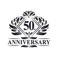 Logotipo del 50 aniversario, logotipo floral de lujo del 50 aniversario. vector