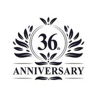 36th Anniversary celebration, luxurious 36 years Anniversary logo design. vector