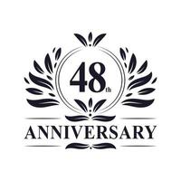 48th Anniversary celebration, luxurious 48 years Anniversary logo design. vector