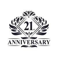 21 years Anniversary Logo, Luxury floral 21st anniversary logo. vector