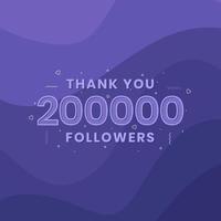 Thank you 200,000 followers, Greeting card template for social networks. vector