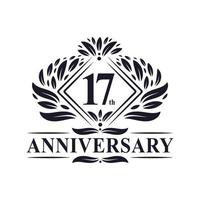 17 years Anniversary Logo, Luxury floral 17th anniversary logo. vector