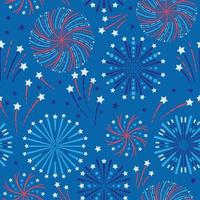 4th of July. Fireworks and Stars Seamless Pattern vector